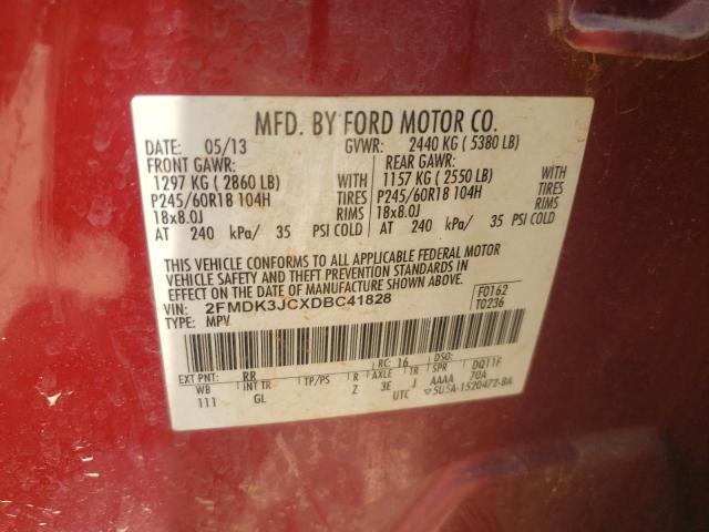 Photo 10 from auction – 2013 FORD EDGE SEL with VIN 2FMDK3JCXDBC41828