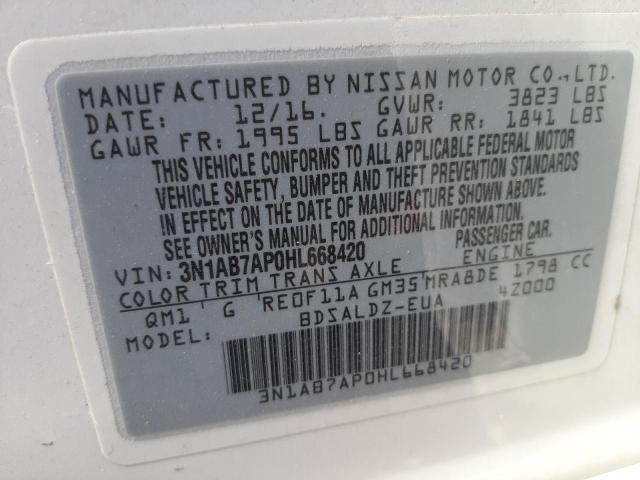 Photo 10 from auction – 2017 NISSAN SENTRA S with VIN 3N1AB7AP0HL668420