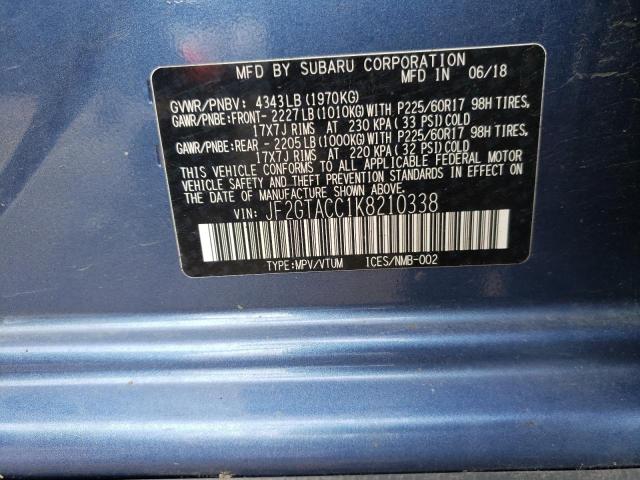 Photo 10 from auction – 2019 SUBARU CROSSTREK with VIN JF2GTACC1K8210338