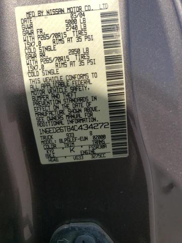 Photo 10 from auction – 2004 NISSAN FRONTIER K with VIN 1N6ED26T84C434272