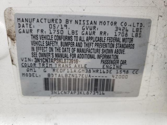 Photo 10 from auction – 2019 NISSAN VERSA S with VIN 3N1CN7AP3KL873916