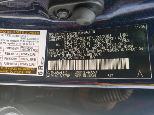 Photo 10 from auction – 2007 TOYOTA 4RUNNER LI with VIN JTEZT17R978011174