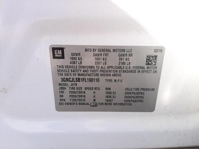 Photo 10 from auction – 2015 CHEVROLET TRAX 1LT with VIN 3GNCJLSB1FL198116