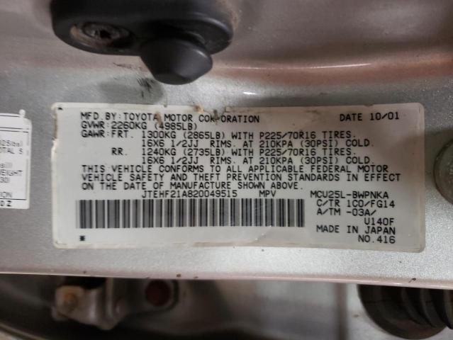 Photo 10 from auction – 2002 TOYOTA HIGHLANDER with VIN JTEHF21A820049515