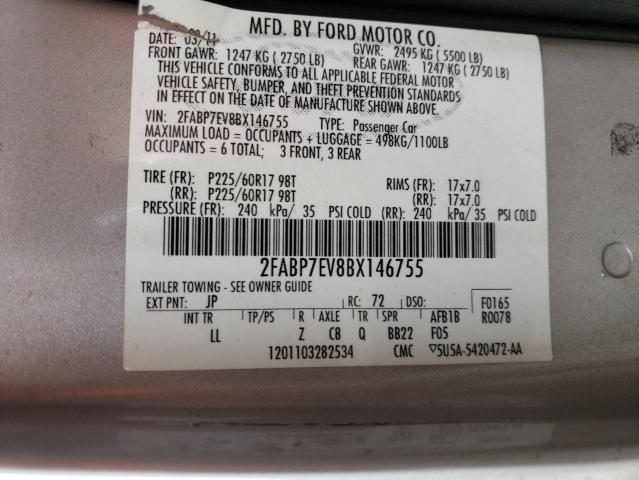 Photo 10 from auction – 2011 FORD CROWN VICT with VIN 2FABP7EV8BX146755