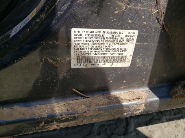 Photo 10 from auction – 2010 HONDA RIDGELINE with VIN 5FPYK1F54AB001071