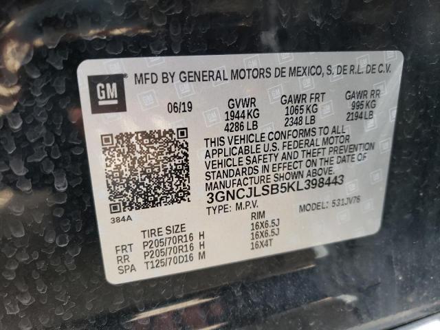Photo 10 from auction – 2019 CHEVROLET TRAX 1LT with VIN 3GNCJLSB5KL398443