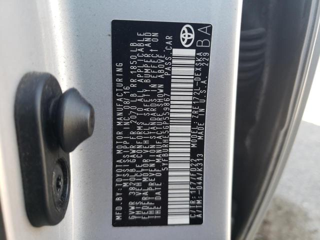 Photo 10 from auction – 2016 TOYOTA COROLLA L with VIN 5YFBURHE5GP559867