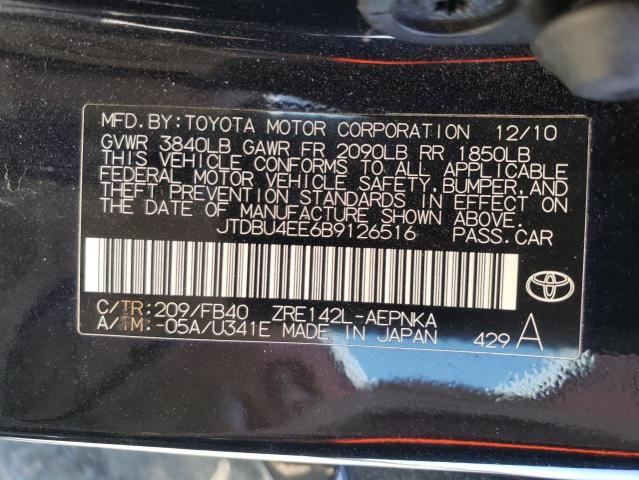 Photo 10 from auction – 2011 TOYOTA COROLLA BA with VIN JTDBU4EE6B9126516