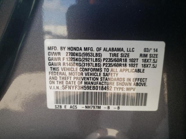 Photo 10 from auction – 2014 HONDA PILOT EXL with VIN 5FNYF3H59EB018492