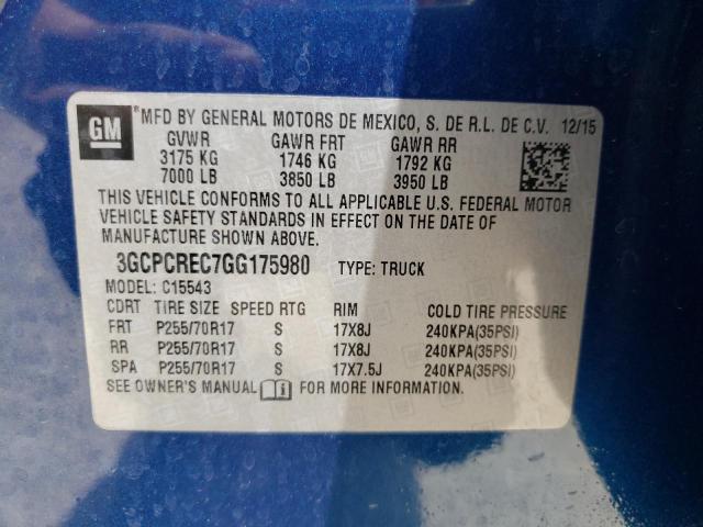 Photo 10 from auction – 2016 CHEVROLET SILVERADO with VIN 3GCPCREC7GG175980