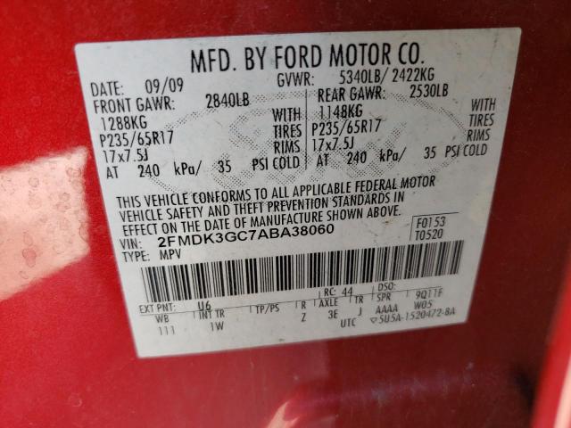 Foto 10 de la subasta – 2010 FORD EDGE SE con VIN 2FMDK3GC7ABA38060