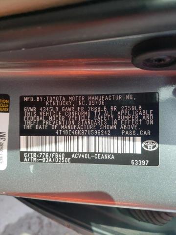 Photo 10 from auction – 2007 TOYOTA CAMRY CE with VIN 4T1BE46K87U596242