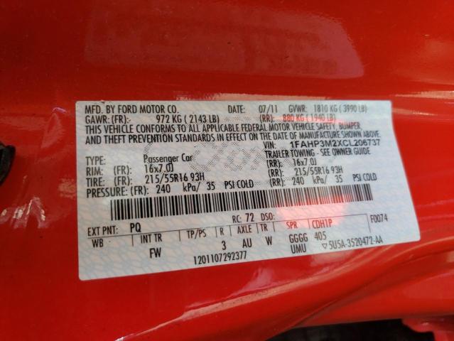 Фото 10 с аукциона – 2012 FORD FOCUS SEL с VIN 1FAHP3M2XCL206737