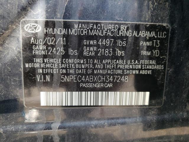 Photo 10 from auction – 2012 HYUNDAI SONATA SE with VIN 5NPEC4ABXCH347248