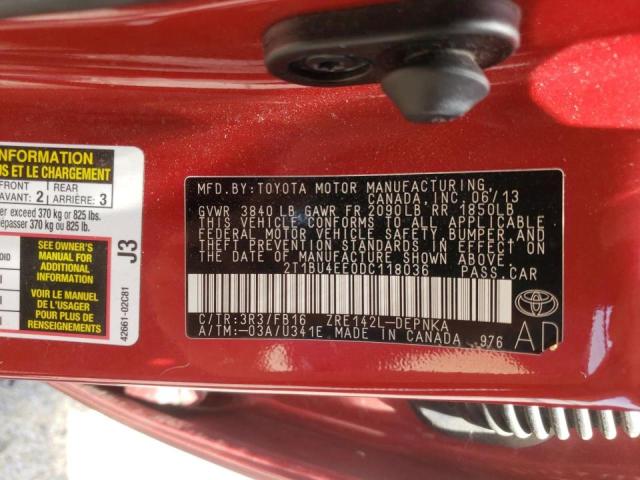 Photo 10 from auction – 2013 TOYOTA COROLLA BA with VIN 2T1BU4EE0DC118036