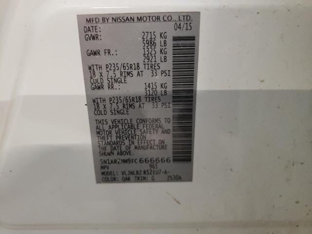 Photo 10 from auction – 2015 NISSAN PATHFINDER with VIN 5N1AR2MM9FC666666