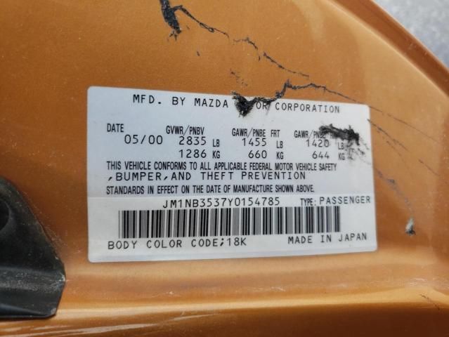 Photo 10 from auction – 2000 MAZDA MX-5 MIATA with VIN JM1NB3537Y0154785