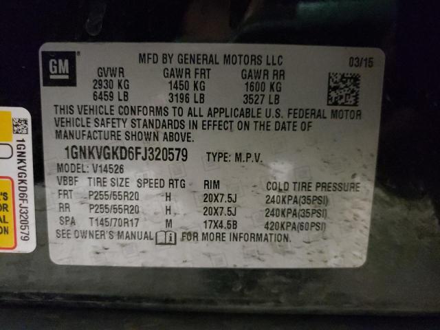 Photo 10 from auction – 2015 CHEVROLET TRAVERSE L with VIN 1GNKVGKD6FJ320579