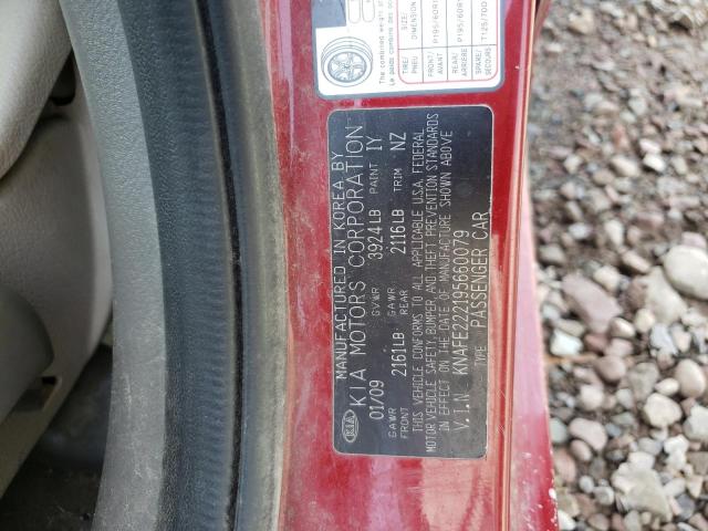 Photo 10 from auction – 2009 KIA SPECTRA EX with VIN KNAFE222195660079