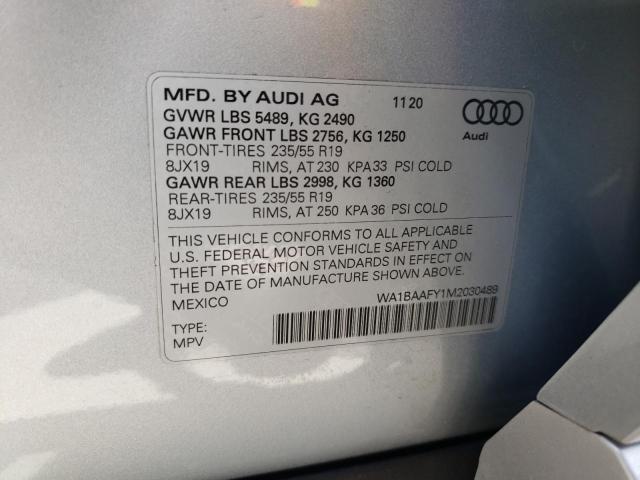 Photo 10 from auction – 2021 AUDI Q5 PREMIUM with VIN WA1BAAFY1M2030489