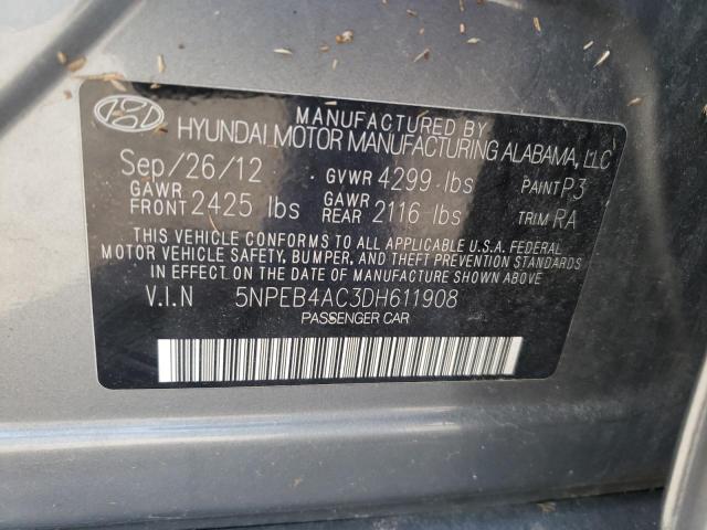 Photo 10 from auction – 2013 HYUNDAI SONATA GLS with VIN 5NPEB4AC3DH611908