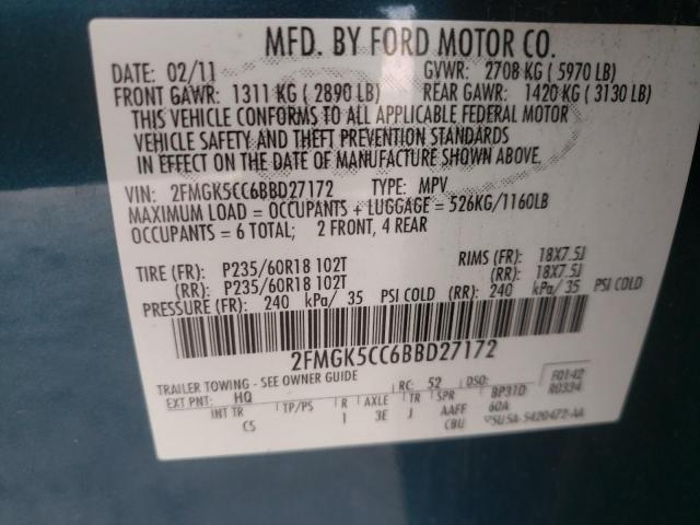 Photo 10 from auction – 2011 FORD FLEX SEL with VIN 2FMGK5CC6BBD27172