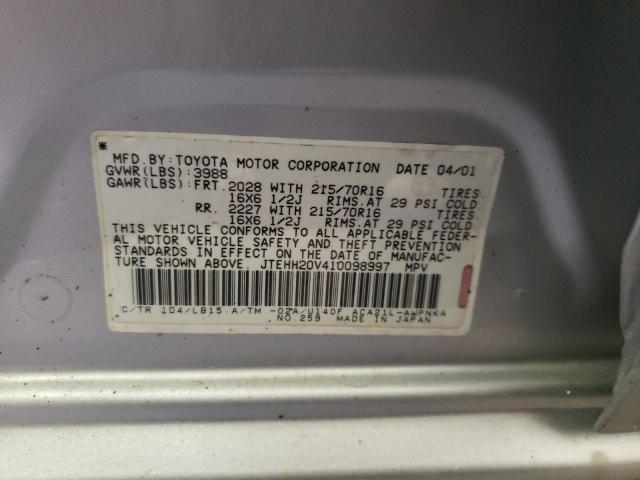 Photo 10 from auction – 2001 TOYOTA RAV4 with VIN JTEHH20V410098997