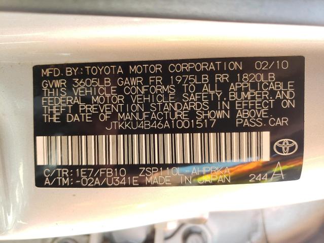 Photo 10 from auction – 2010 TOYOTA SCION XD with VIN JTKKU4B46A1001517