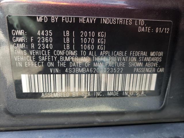 Photo 10 from auction – 2012 SUBARU LEGACY 2.5 with VIN 4S3BMBA62C3023522