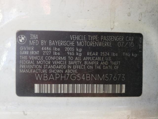 Photo 10 from auction – 2011 BMW 328 I with VIN WBAPH7G54BNM57673