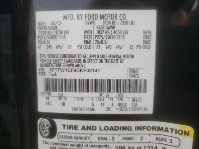 Photo 10 from auction – 2013 FORD F150 SUPER with VIN 1FTFW1EF9DKF02141