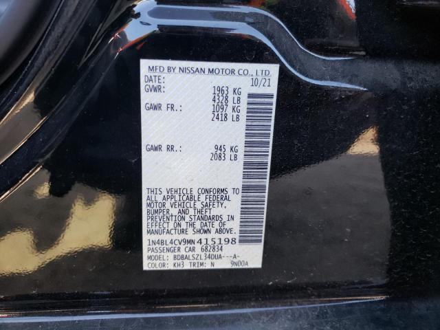 Photo 10 from auction – 2021 NISSAN ALTIMA SR with VIN 1N4BL4CV9MN415198