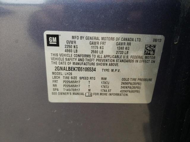 Photo 10 from auction – 2014 CHEVROLET EQUINOX LT with VIN 2GNALBEK7E6106534