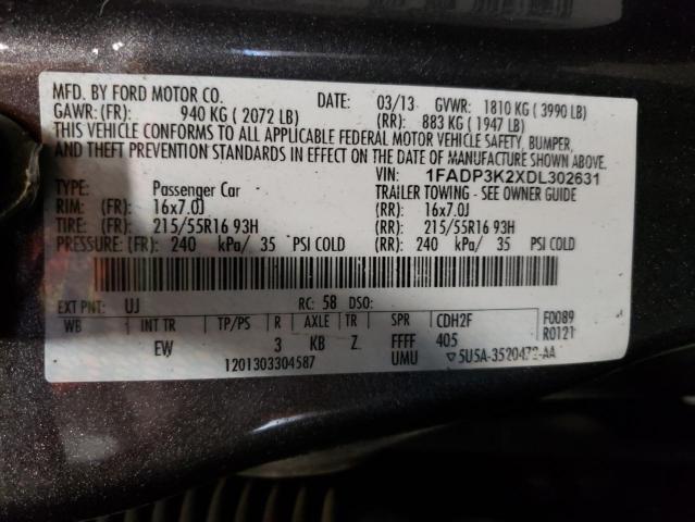 Photo 10 from auction – 2013 FORD FOCUS SE with VIN 1FADP3K2XDL302631