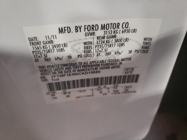Photo 10 from auction – 2012 FORD F150 with VIN 1FTMF1EM0CKD15889