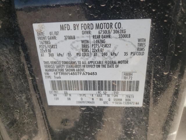 Photo 10 from auction – 2007 FORD F150 SUPER with VIN 1FTRW14507FA79453