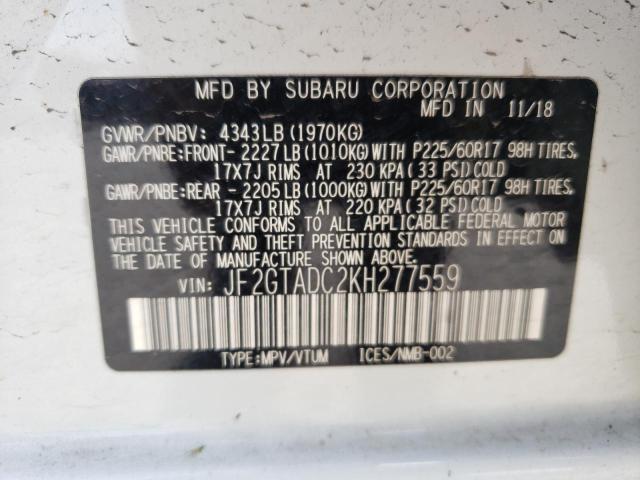 Photo 10 from auction – 2019 SUBARU CROSSTREK with VIN JF2GTADC2KH277559