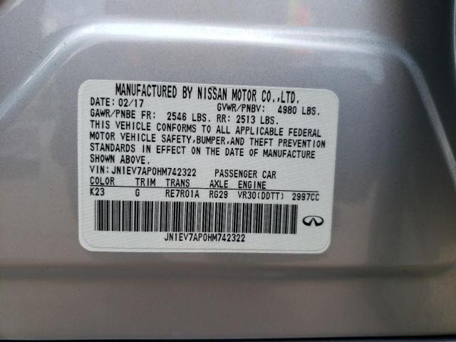 Photo 10 from auction – 2017 INFINITI Q50 PREMIU with VIN JN1EV7AP0HM742322