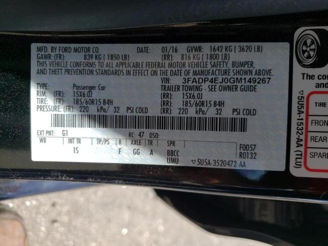Photo 10 from auction – 2016 FORD FIESTA SE with VIN 3FADP4EJ0GM149267