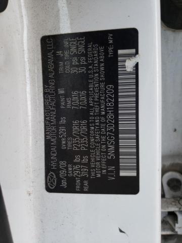Photo 10 from auction – 2008 HYUNDAI SANTA FE G with VIN 5NMSG73D28H182209