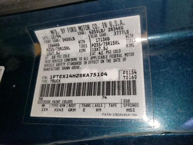 Photo 10 from auction – 1995 FORD F150 with VIN 1FTEX14H2SKA75104