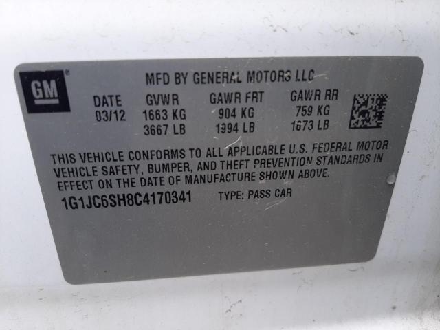 Photo 10 from auction – 2012 CHEVROLET SONIC LT with VIN 1G1JC6SH8C4170341