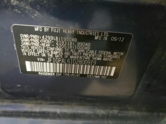Photo 10 from auction – 2013 SUBARU IMPREZA SP with VIN JF1GPAL61D2800919
