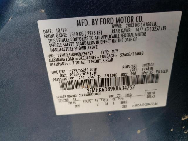 Photo 10 from auction – 2019 FORD FLEX LIMIT with VIN 2FMHK6D89KBA34757