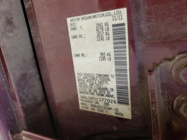 Photo 10 from auction – 2012 NISSAN ALTIMA BAS with VIN 1N4AL2AP7CC177026