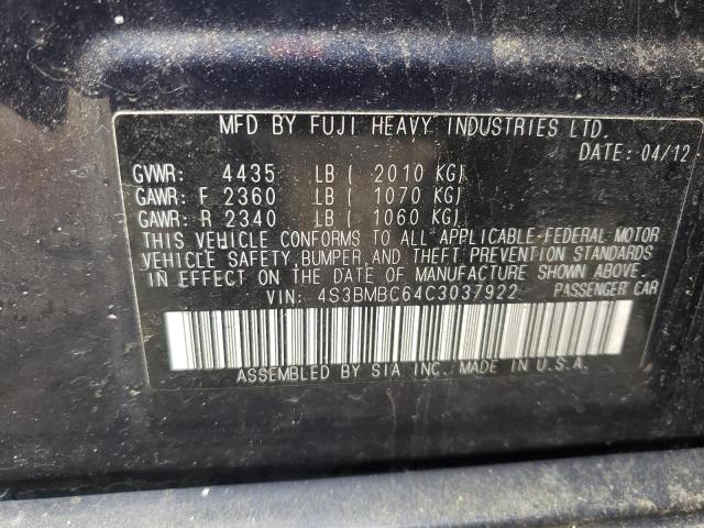 Photo 10 from auction – 2012 SUBARU LEGACY 2.5 with VIN 4S3BMBC64C3037922
