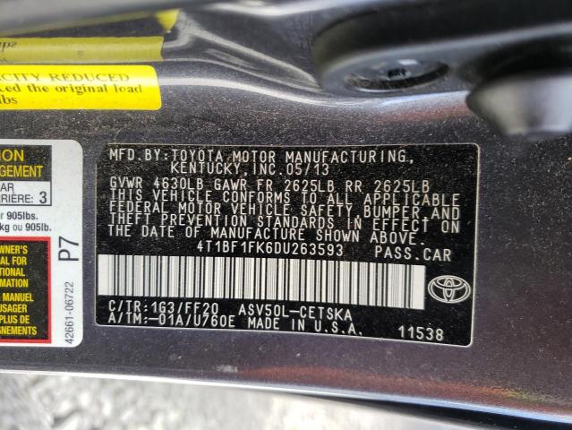 Photo 10 from auction – 2013 TOYOTA CAMRY L with VIN 4T1BF1FK6DU263593