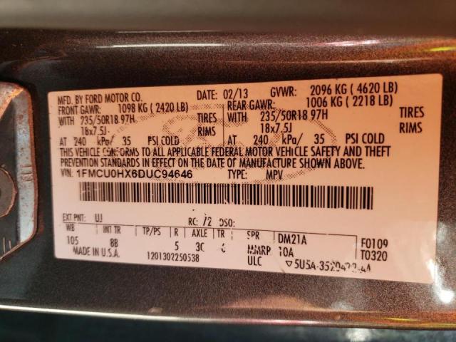 Photo 10 from auction – 2013 FORD ESCAPE SEL with VIN 1FMCU0HX6DUC94646