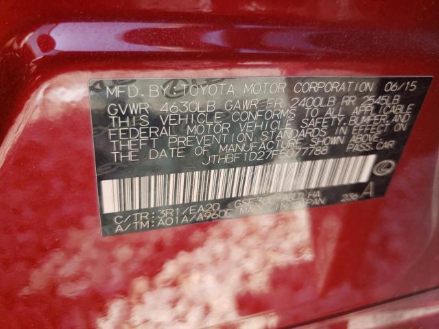 Photo 10 from auction – 2015 LEXUS IS 250 with VIN JTHBF1D27F5077788